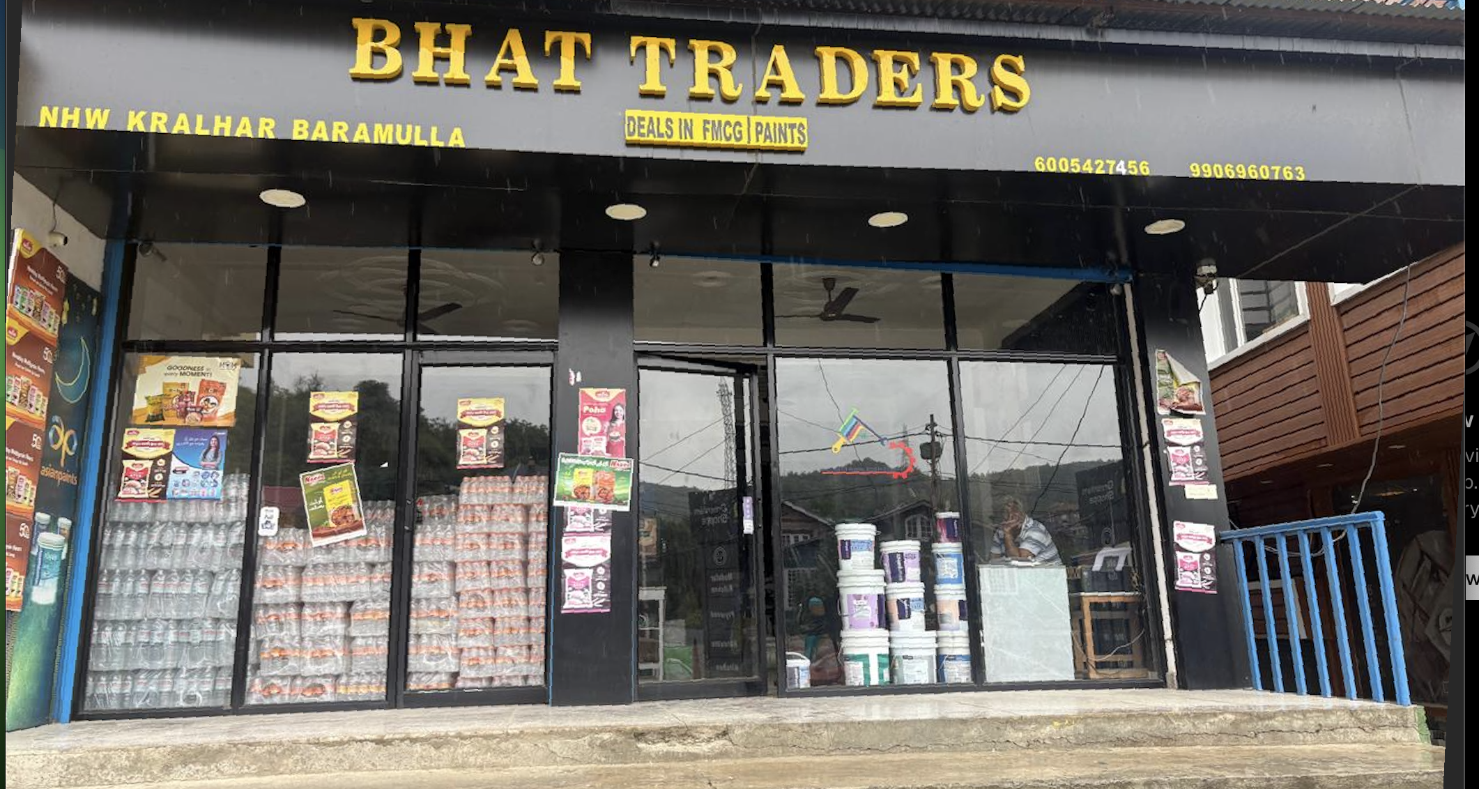 Bhat Traders storefront wide view with stocked products